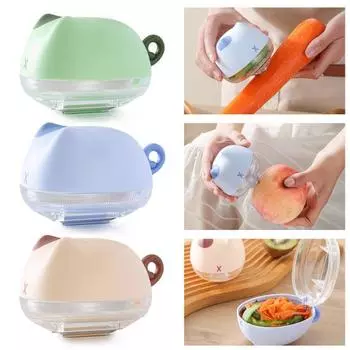 Овощечистка из нержавеющей стали с контейнером-ящиком Многофункциональный нож для очистки фруктов и овощей Острые лезвия Кухонный инструмент для дома абрикосовый