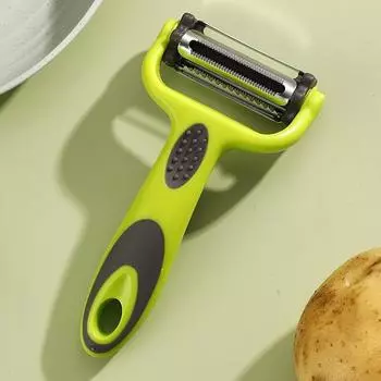Овощечистка с 3 лезвиями, овощечистка, овощечистка для картофеля, моркови, терки для капусты, терка для жульена, измельчитель, овощечистка для фруктов, кухонные аксессуары зелёный