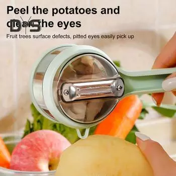 Овощечистка с лезвием из нержавеющей стали и ящиком для хранения Многофункциональная овощечистка для овощей и фруктов Эргономичная ручка Легко моется Кухонный гаджет красный