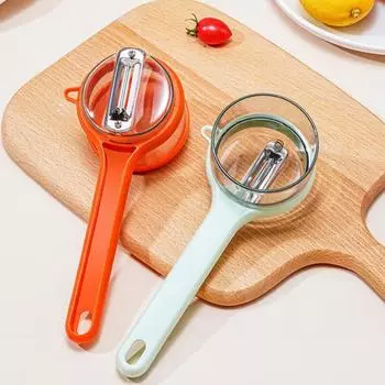 Овощечистка с лезвием из нержавеющей стали и ящиком для хранения Многофункциональная овощечистка для овощей и фруктов Эргономичная ручка красный