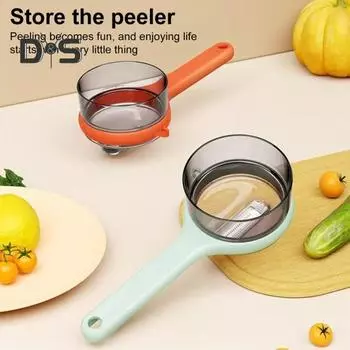 Овощечистка с ящиком для хранения Многофункциональная кухонная овощечистка Удобная ручка Фрукточистка с контейнером Подвесная овощечистка для хранения светло-зеленый