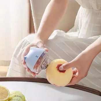 Овощечистка с ящиком для хранения, небольшой бытовой ручной многоразовый нож для чистки в форме мультяшного кота бежевый