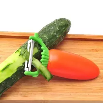 Овощечистка в форме моркови Нескользящая ручка Удобная ручка, вращающаяся на 360 градусов Легко чистится Многофункциональная оранжевый