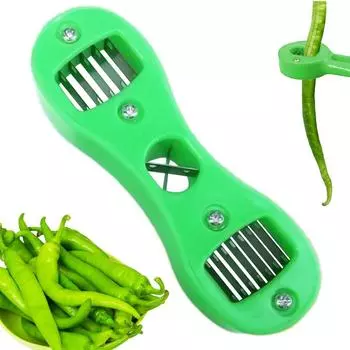 Овощерезка для кухни, ручная нарезка бобов, компактная кухонная нарезка, портативная многоцелевая безопасная овощерезка зелёный