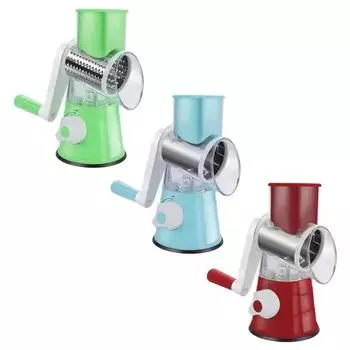 Овощерезка Ручная кухонная принадлежность Измельчитель овощей 3 в 1 Круглая терка Резак Спиральный аппарат для картофеля Гаджеты для домашней кухни красный