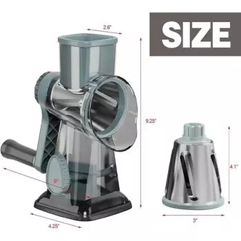 Овощерезка, терка для сыра, 3 сменных лезвия, вращающаяся ручная измельчитель сыра, нескользящая овощерезка, измельчитель орехов белый