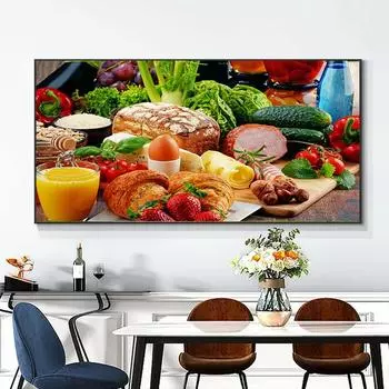 Овощи, хлеб, фрукты, кухня, холст, живопись, постеры и принты, настенные художественные фотографии, Куадрос, ресторан, домашний декор, без рамки 20cm40cm NoFrame