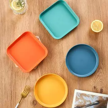 Овощная домашняя кухня Фруктовая тарелка Праздничная бытовая простая обеденная тарелка для мусора соленая пластиковая закуска блюдо для торта блюдо для плевков бусины Yellow/Square Plate