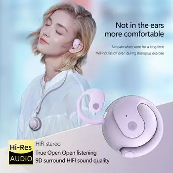 OWS Bluetooth 5.3 Беспроводные наушники с одним ухом Наушники без рук Стереогарнитуры с шумоподавлением и HD-микрофоном для наушников для телефона