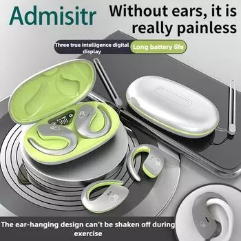 OWS Открытая беспроводная Bluetooth-гарнитура TWS с костной проводимостью для бега без уха чёрный