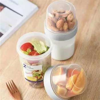 Овсянка для завтрака, хлопья, орехи, йогурт, чашка для салата, набор контейнеров с вилкой, крышка для соуса, бенто-тапперс, конусная миска для еды, коробка для обеда