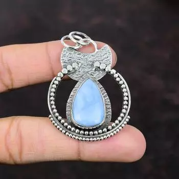 Owyhee Подвеска с синим опалом Высокое качество Ювелирные изделия из драгоценных камней Стерлингового серебра 925 пробы Кулон ручной работы Стильный ювелирный подарок для матери Совершенно новые ювелирные изделия