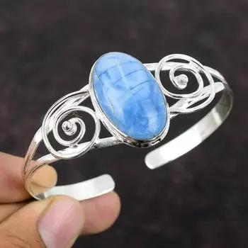 Owyhee Синий Опал Драгоценный Камень Браслет Стерлингового Серебра 925 Пробы Браслет Ручной Работы Регулируемый Браслет-манжета Последний Дизайн Браслет Серебряные Ювелирные Изделия Для Подарков Adjustable