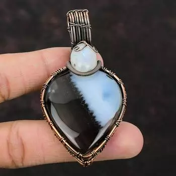 Owyhee Синий Опал Медная Проволока Подвеска Ручной Работы Драгоценный Камень Медь Ювелирные Изделия Для Подарка Радуга Лунный Камень Подвеска Проволока Обруч Ювелирные Изделия