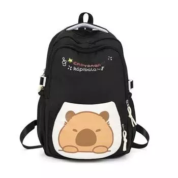 Oxford Capybara Fabric Backpack With Print Pattern And Durable Design Kids For