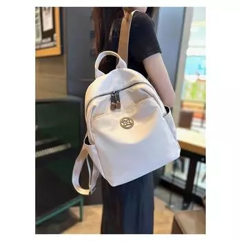 Oxford Cloth Backpack for Women 2025 New Arrival Niche Design Leisure Travel Backpack Waterproof Lightweight and Large Capacity Apricot White