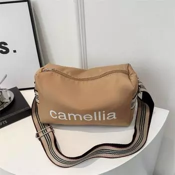 Oxford cloth Boston small drum bag women s 2024 new fashion shoulder bag textured messenger bag чёрный