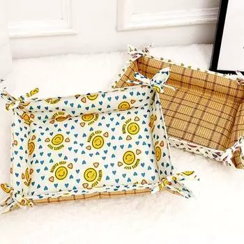 Oxford Cloth Waterproof Mat Kennel Summer Pet Double-sided Foldable Dog and Cat Kennel Mat M 50*60*4cm