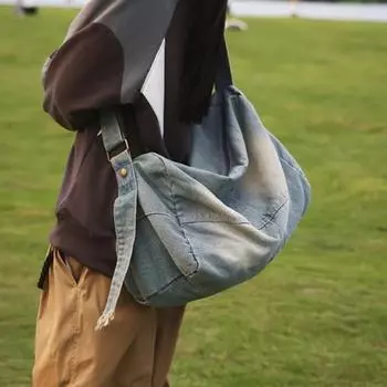 Сумки Oxford Retro Youth Crossbody Trend Washed Universal Single Couple Shoulder Bag Большая вместимость Commuting Fashion Bag чёрный