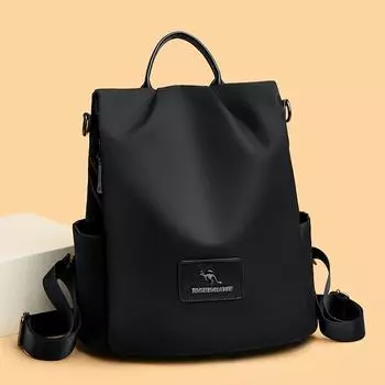 Оксфордский школьный рюкзак однотонный женский рюкзак большой вместимости чёрный