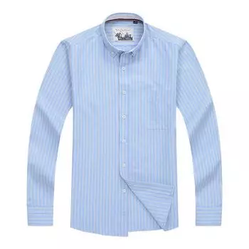 Оксфордские рубашки мужские полосатые повседневные мужские рубашки с длинным рукавом в английском стиле рубашки больших размеров мужские XL(39)