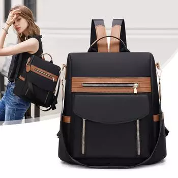 Оксфордский рюкзак Противоугонный рюкзак большой емкости Дорожная сумка Студенческий школьный рюкзак чёрный