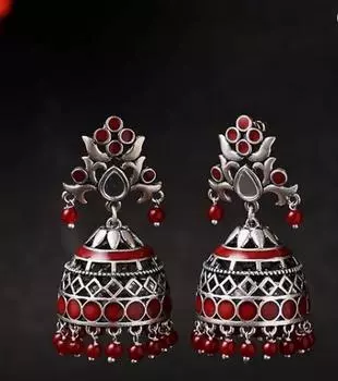 Оксидированное покрытие Рангабати Розовые украшения Джумка