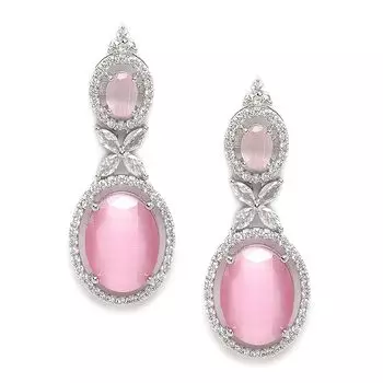 Оксидированные посеребренные серьги-капли овальной формы с американскими бриллиантами для девочек и женщин