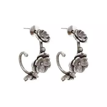 Оксидированные серьги-кольца-розы