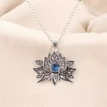 Oxidized Sterling Silver Natural London Blue Topaz Gemstone Necklace Pendant1.7 CP-23-1