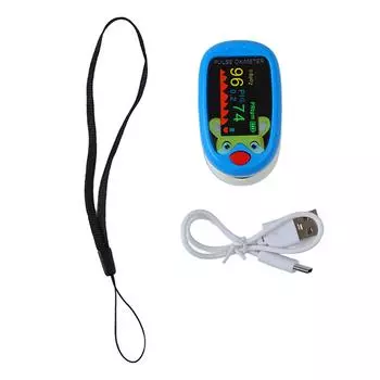 Оксиметр с зажимом на кончике пальца, 6 режимов, автоматическая зарядка через USB, светодиодный монитор кислорода в крови для детей синий