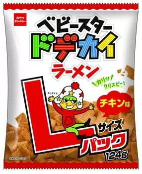 Oyatsu Company Baby Star Dodekai Ramen со вкусом курицы, размер L, упаковка 124 г x 12 пакетиков, сладкая широкая лапша [Официальный] (Объем закуски)