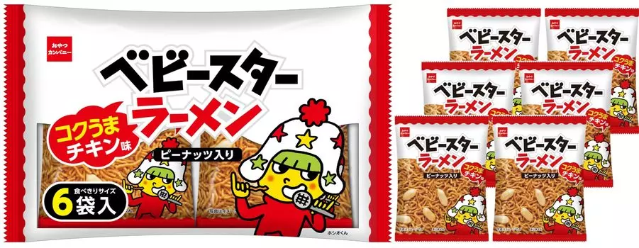 Oyatsu Company Baby Star Ramen Rich Uma со вкусом курицы 6 пакетиков по 138 г x 15 пакетиков с арахисом для родителей и [Официальный] (общий ребенок)
