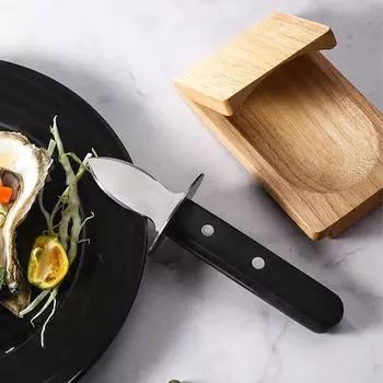 Oyster Shucking Tools Wood Seafood Opener Tool Stainless Steel Scallop Shell Shucking Cutter for Home Kitchen Barbecue Camping