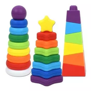 Oz Toy Rainbow Stacking Star + Top + One Set, смешанные цвета, 1 комплект, корейские товары для детей