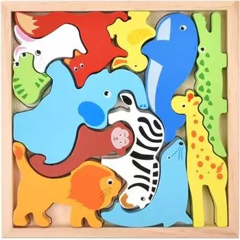 Oz Toy Wood Balance Picture Пазл-домино с изображением животных, 12 деталей, 1, лучший пазл для малышей в Корее