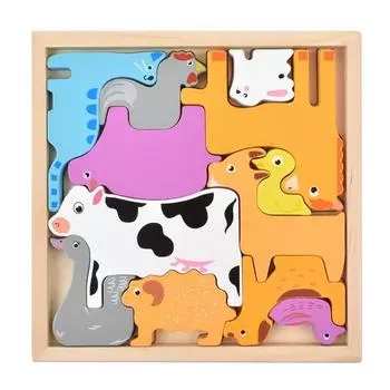 Oz Toy Wooden Balance Picture Matching Domino Puzzle Livestock, Korean popular puzzles