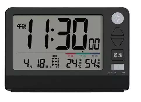 Ozaki Alarm Clock Radio Digital Calendar with Temperature and Hygrometer Snooze Function Backlight White OZ-TDR001WH