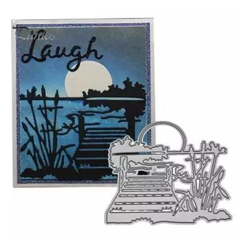 Озеро закат металлические штампы DIY скрапбук бумажные карты ремесло трафарет шаблон серебряный