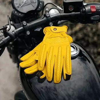 Оже + перчатки для верховой езды из овчины, спортивные мотоциклетные дышащие, противоскользящие, амортизирующие перчатки для сенсорного экрана L жёлтый