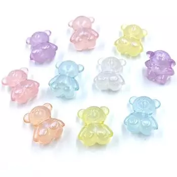 Ожерелье, 10 шт., модные милые ювелирные аксессуары своими руками, бусины в виде медведя с горизонтальным отверстием, 6 цветов, мультяшный кулон, флуоресцентные цветные бусины разноцветный