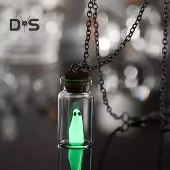 Ожерелье Adopt A Ghost, светящееся в темноте, ожерелье в виде стеклянного флакона-бутылки с подвеской на Хэллоуин красный
