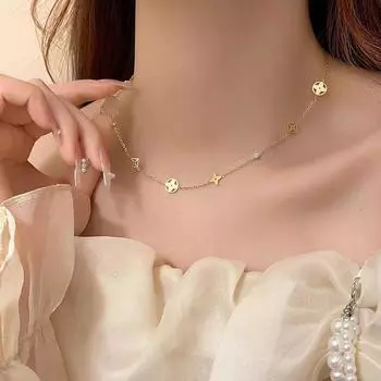 Ожерелье Advanced Clover Fashion из 18-каратного золота из титановой стали