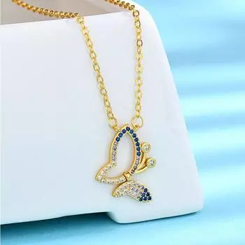 Ожерелье Agile Butterfly с бриллиантами для женщин с легкой роскошной универсальной складной цепочкой с подвеской-бабочкой на ключицу