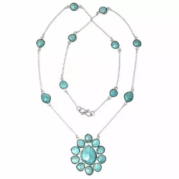 Ожерелье Амазонит Фецетовидный Драгоценный Камень Ручной Работы Антикварные Украшения 26