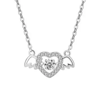 Ожерелье Angel Wings Agile для женщин, модная цепочка Love Heart Beating Heart Clavicle