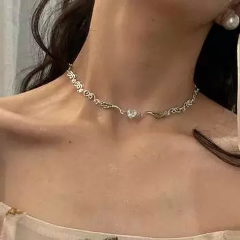 Ожерелье Angel Wings White Stone Diamond Clavicle - Элегантный дизайн чокера для женщин null