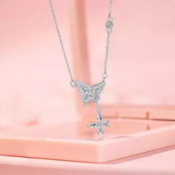 Ожерелье-бабочка для женщин Simple Temperament Ins с бахромой из нержавеющей стали на ключицу