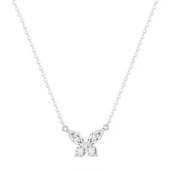 Ожерелье-бабочка из чистого серебра S999 с цирконием, изысканное, легкое, роскошное, с дизайном Minority, с цепочкой на ключицу, универсальное, простое