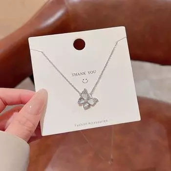 Ожерелье-бабочка из чистого серебра S999 с микро-инкрустацией цирконием, рябчиком, ключичной цепочкой, легкое роскошное ожерелье в стиле меньшинства 999